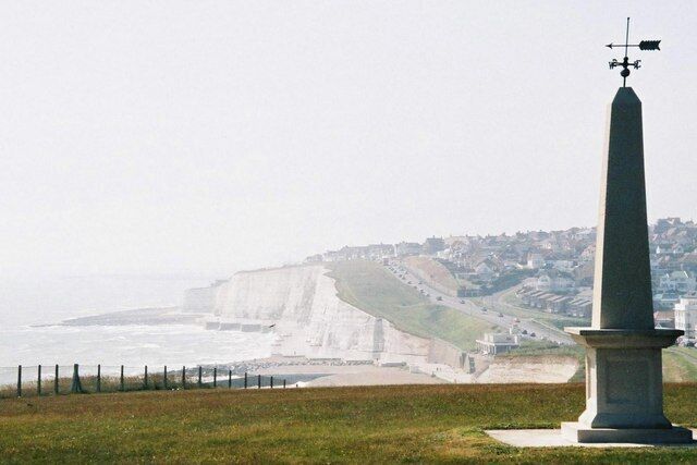 Clifftop monument This monument is on the clifftop at Saltdean, with the cliffs of Saltdean and Rottingdean beyond and, in the very distance, Brighton seafront.