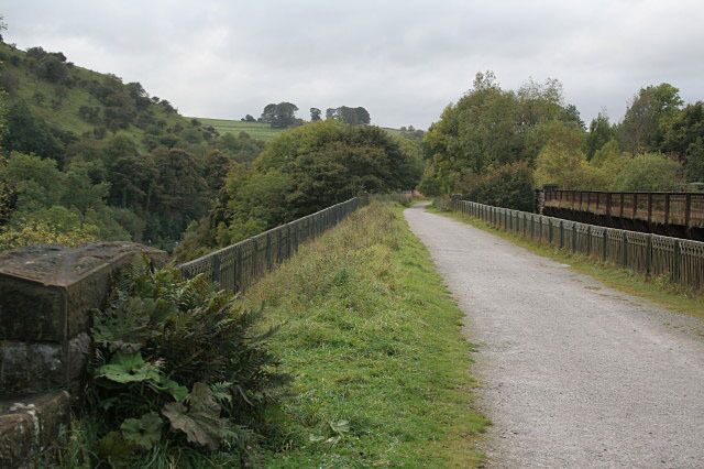 The old Midland Railway main line The original viaduct at Miller's Dale, now part of the Monsal Trail.