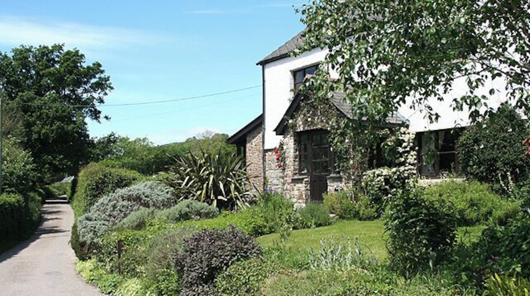 Swimbridge: by Riverton Mill Cottage Looking north west along Yeoland Lane: it leads to Yarnacott and Swimbridge village