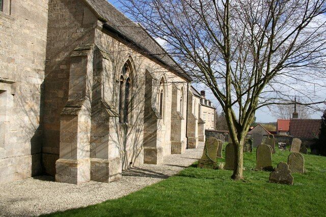 View east along the south side of St Nicholas' parish church, Swayfield, Lincolnshire