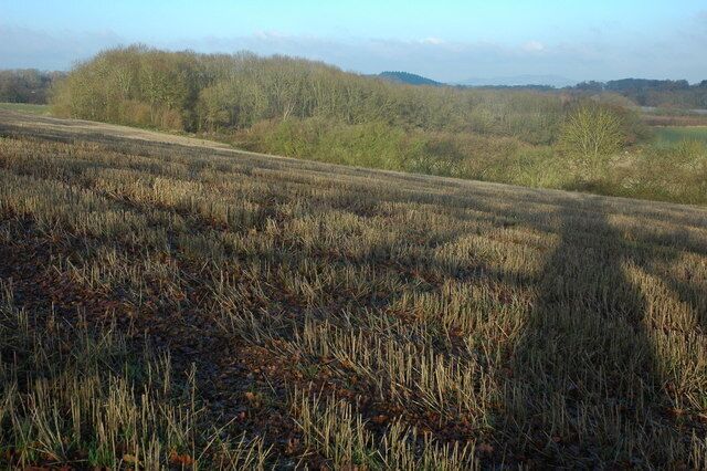 Stubble field at Archenhills, Suckley View to the north-east from Archenhills, the Abberley Hills are just visible in the distance.
