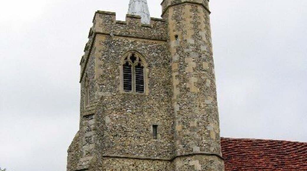 St. James's Church - Stanstead Abbotts, Herts. Sited a mile away from its village, St James was the parish church for at least 700 years until St Andrews, nearer the centre, replaced it in 1882. Picturesque on its hilltop and largely ignored by the Victorians, it is a marvellously atmospheric church. The building dates from the 12th to the 16th centuries and the 15th century timbered porch is notable. Inside are unusually high Georgian box pews, a three-decker pulpit, texts, hatchments, old glass and monuments of many periods.