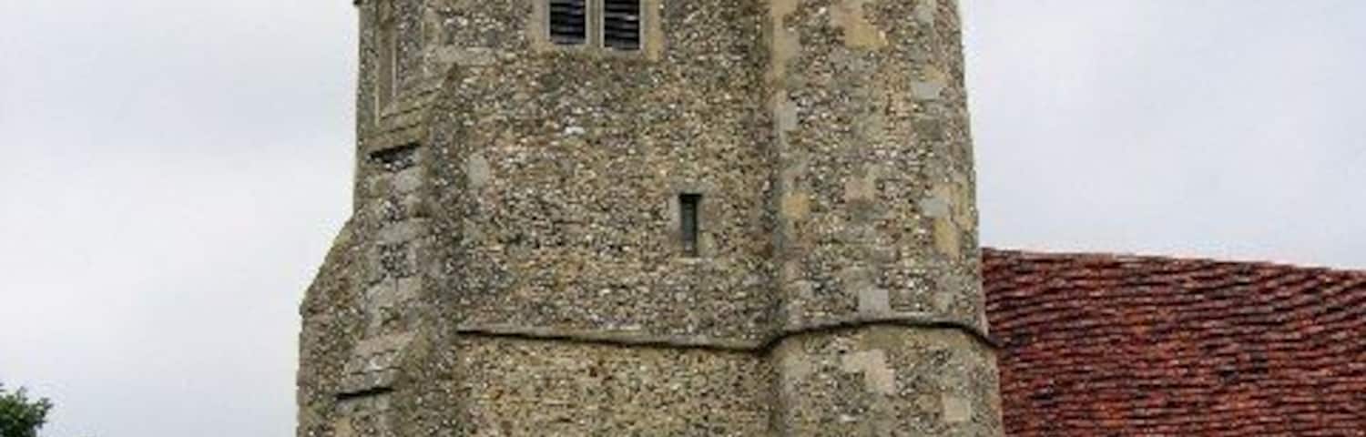 St. James's Church - Stanstead Abbotts, Herts. Sited a mile away from its village, St James was the parish church for at least 700 years until St Andrews, nearer the centre, replaced it in 1882. Picturesque on its hilltop and largely ignored by the Victorians, it is a marvellously atmospheric church. The building dates from the 12th to the 16th centuries and the 15th century timbered porch is notable. Inside are unusually high Georgian box pews, a three-decker pulpit, texts, hatchments, old glass and monuments of many periods.