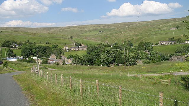 Cowshill View of the village from the top of a steep hill on the road to Burnhope Reservoir.