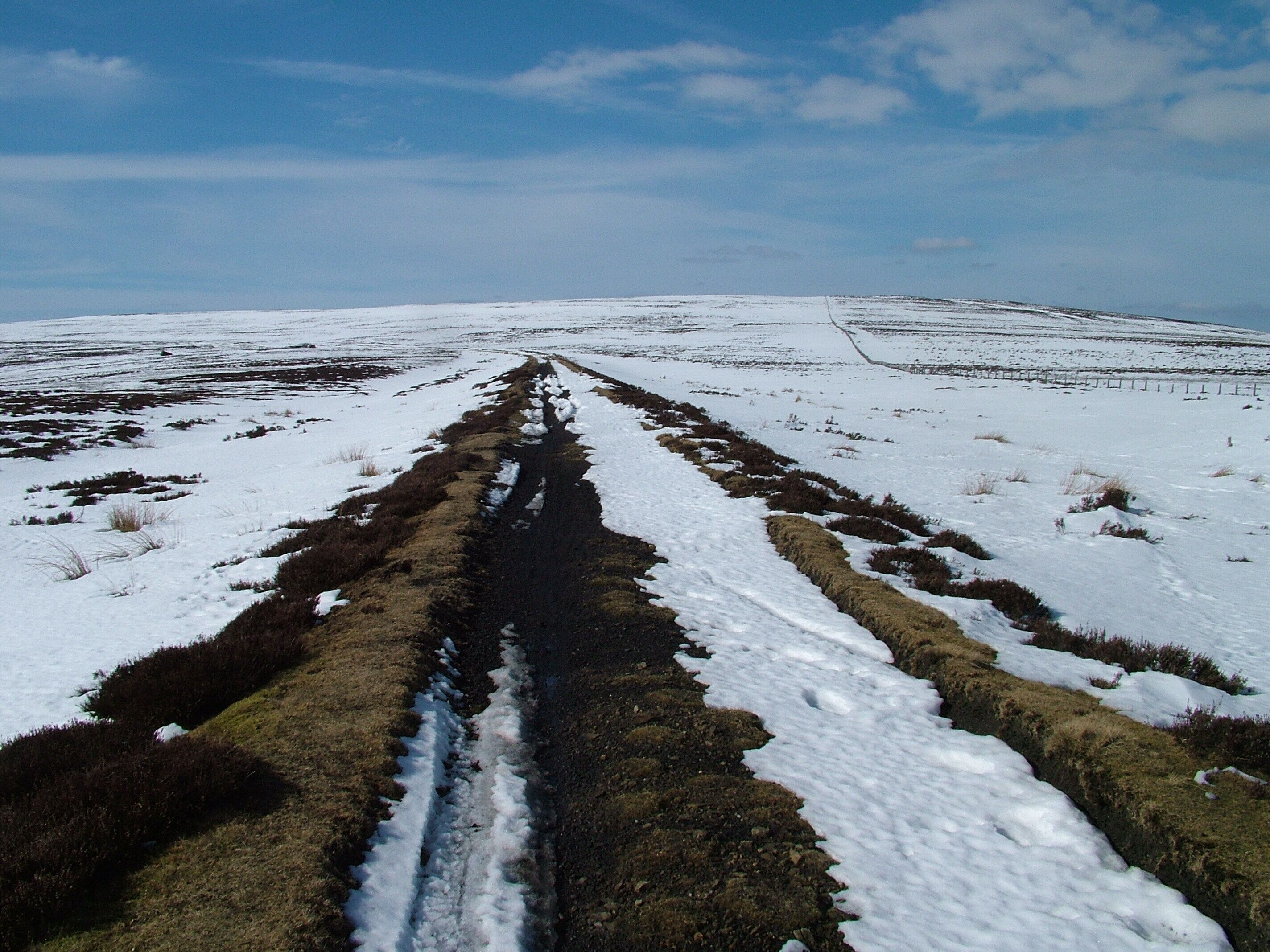 Snowy railway track heading for Bolt's Law