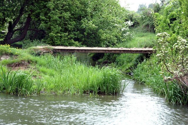 Footbridge on the Thames Path The Thames Path crosses a ditch draining into the river below Newbridge.