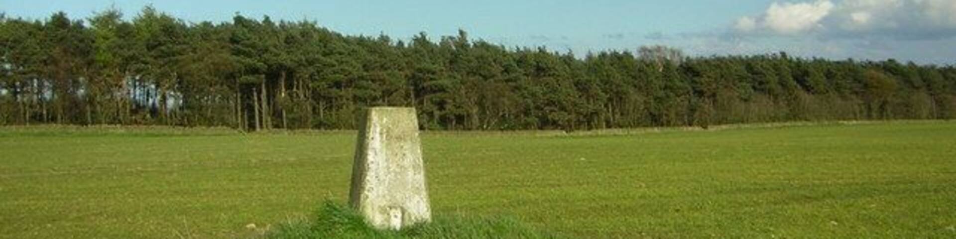 Cloughton Triangulation Pillar. OS Pillar S6323 in arable field near junction of A165 and unclassified road south to Gowland Farm.
