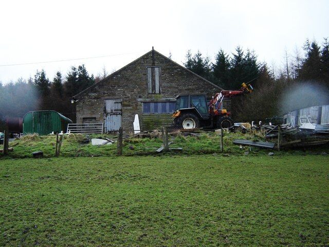 Farm Buildings at Cloughton Moor House Small farm on the edge of the forest. We had snow, hail and sleet that morning hence the lens patches
