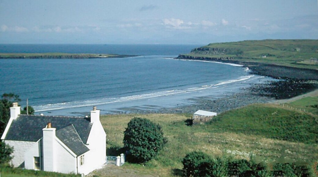 Staffin Bay, from A855 at Glashvin. View east across bay to Staffin Island off the An Corran promontory. (Cf. identical view by Colin Wilson at NG4768 : Staffin Bay).