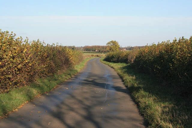 Bescaby Lane The tiny hamlet of Bescaby in the distance.