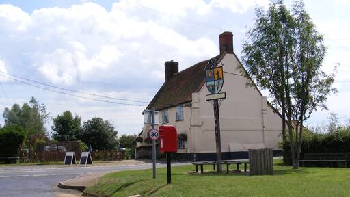 The Crown Public House, Village Sign & The Green Postbox Postbox No.IP17 4671