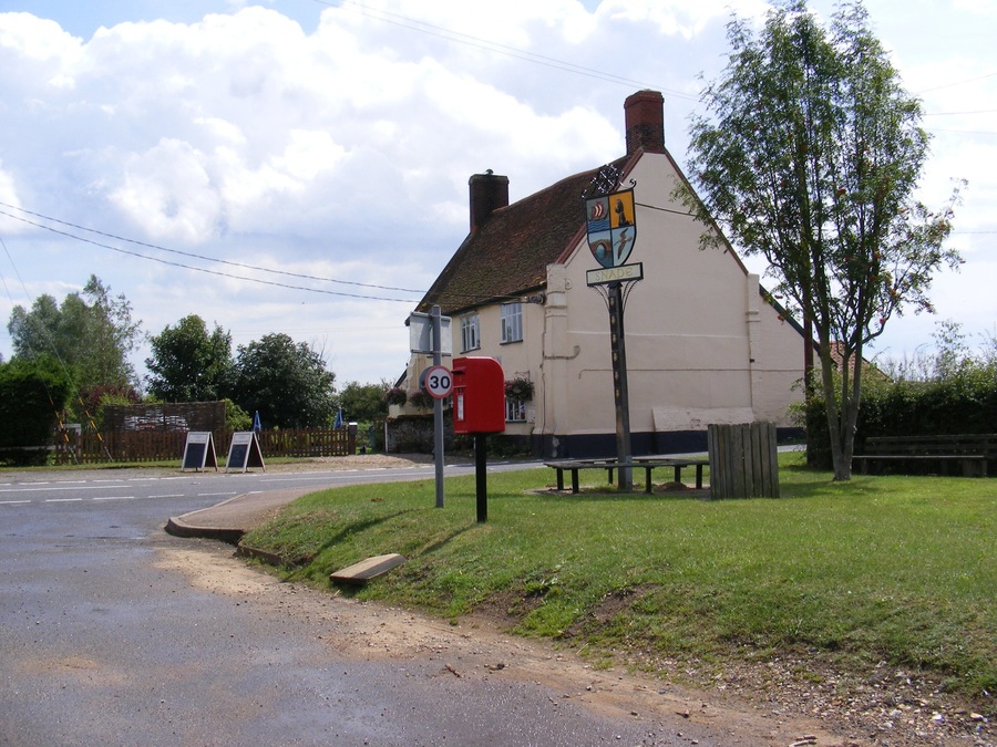 The Crown Public House, Village Sign & The Green Postbox Postbox No.IP17 4671