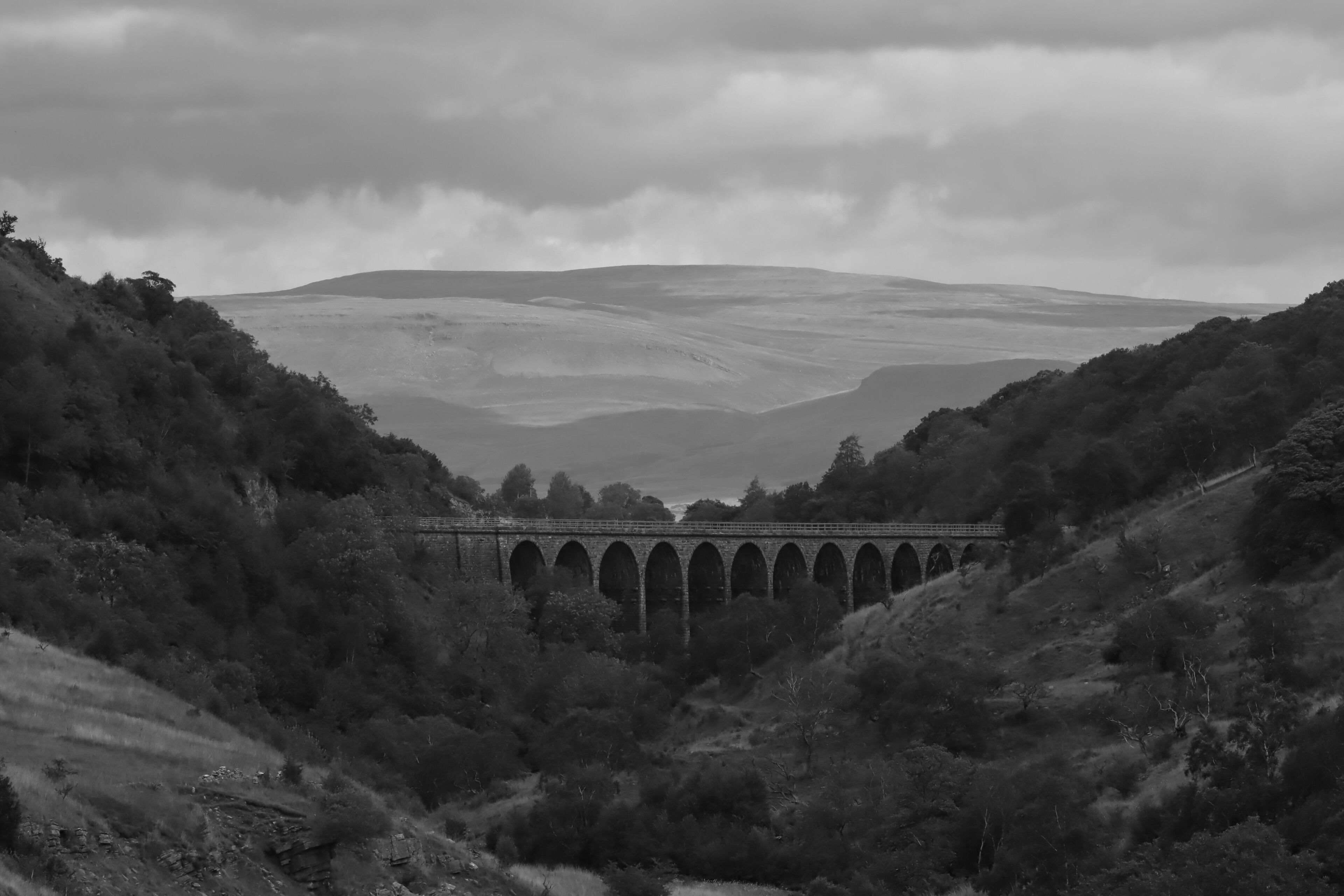 View towards the viaduct in black and white stands out more