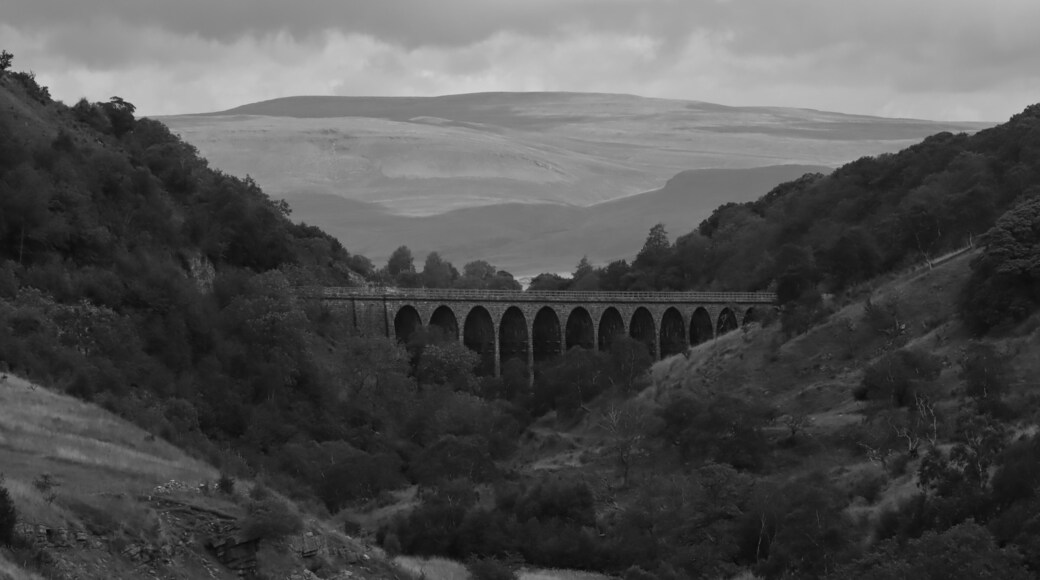 View towards the viaduct in black and white stands out more