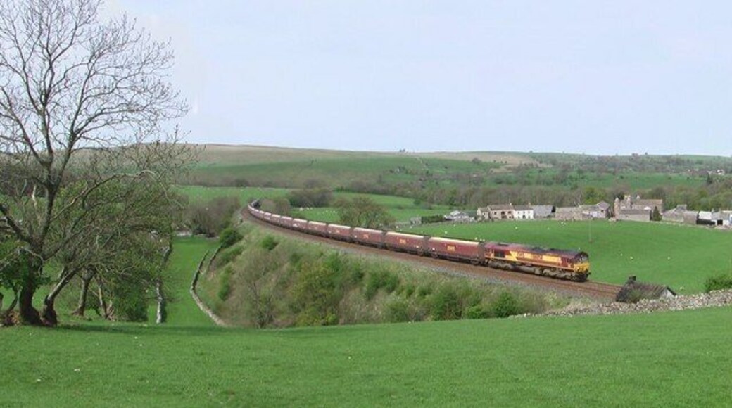 Train passing Smardale Hall farm