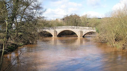 Raised water level on the River Monnow The Monnow flows down through Grosmont and Skenfrith and is one of the larger tributaries of the Wye. It rises in the upland areas of the Black Mountains but for much of its length, it flows through a gentle, fertile valley. Here, the waters, muddy after recent heavy rainfall, flow under Skenfrith Bridge.