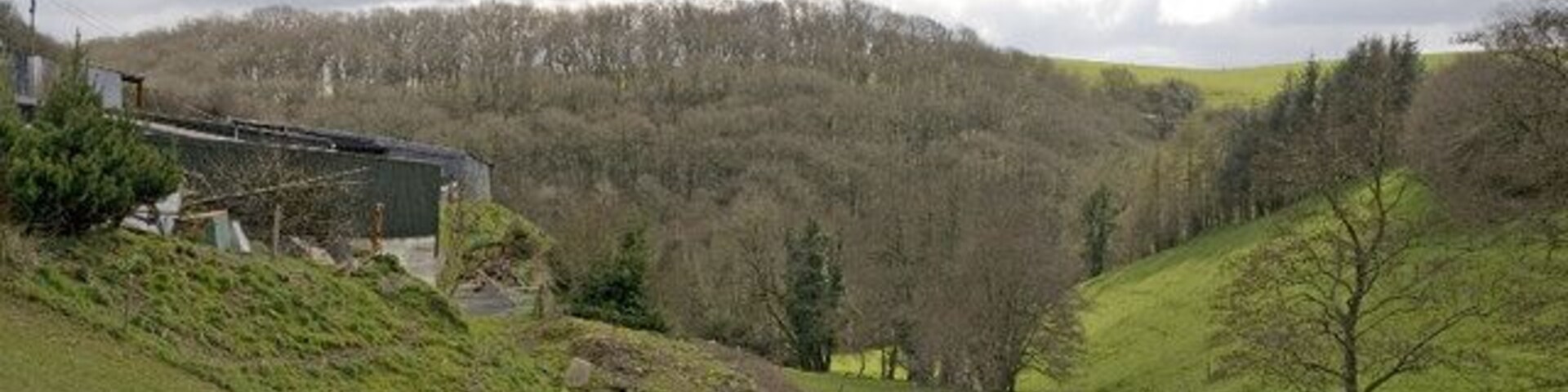 Ford Farm One of the R Yeo's head-water stream runs past the farm and through Shirwell Mills Wood. Longtimber Wood is in the background.