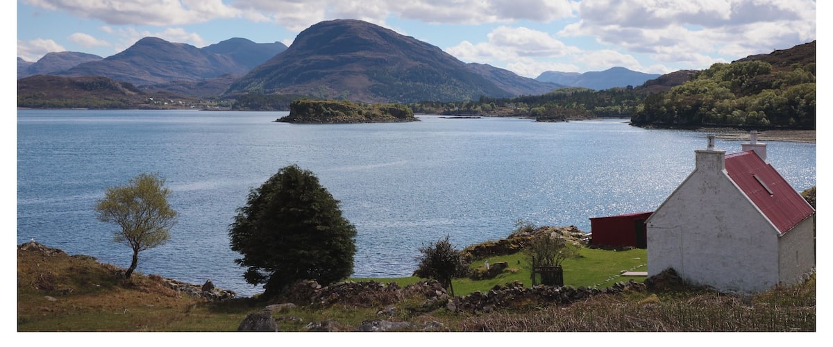 looking across an idyllic Highland loch scene