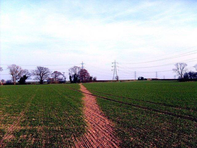 Trescott Footpath A reinstated path crosses a field towards Trescott.