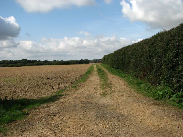 A farm track leading west