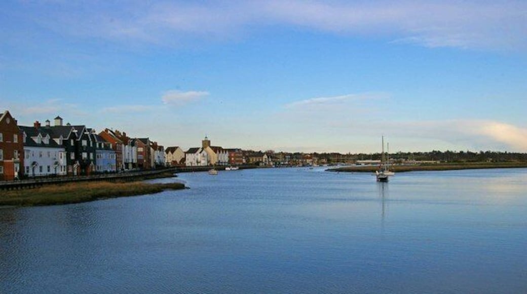 Colne View. The River Colne and Wivenhoe taken from 25812 . Despite appearances the vast majority of the buildings on this part of Wivenhoe waterfront are fairly newly built.