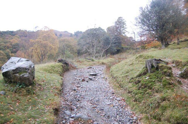 Footpath to Watendlath The path follows an old packhorse route between Rosthwaite and Watendlath.