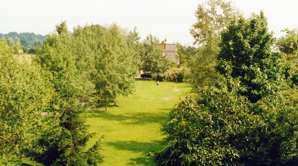 Site of former Ripple station, 1997. View southward, towards Tewkesbury and Ashchurch: ex-Midland Ashchurch - Tewkesbury - Great Malvern branch. (See also SO8737 : Ripple Station and SO8737 : Ripple station (remains), 1985). The station house has survived.