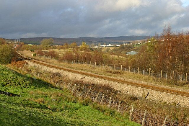 The railway near Pontlottyn A brief burst of winter sunshine illuminates the Rhymney Valley Railway just to the south of Pontlottyn.