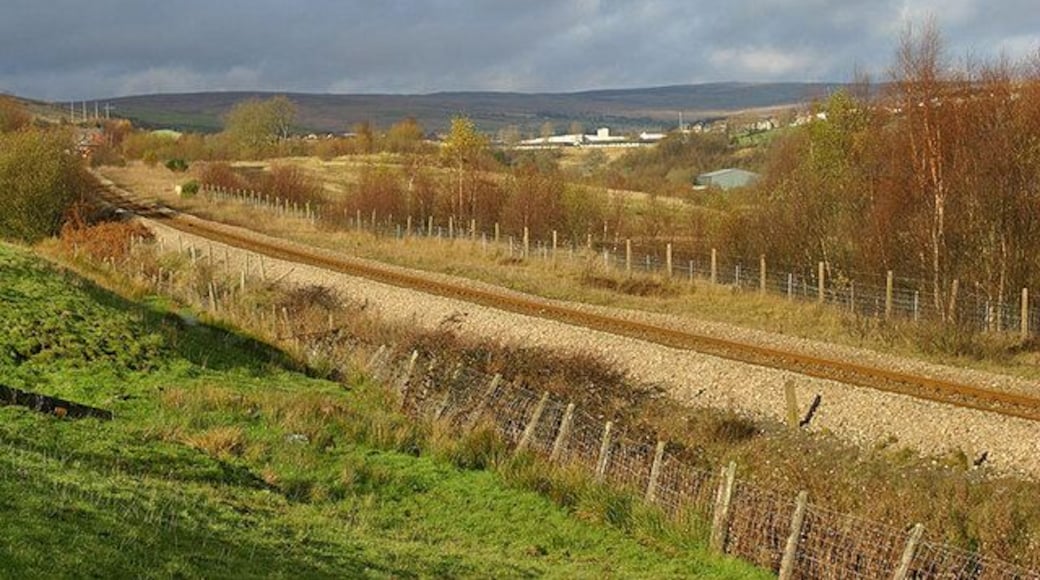 The railway near Pontlottyn A brief burst of winter sunshine illuminates the Rhymney Valley Railway just to the south of Pontlottyn.