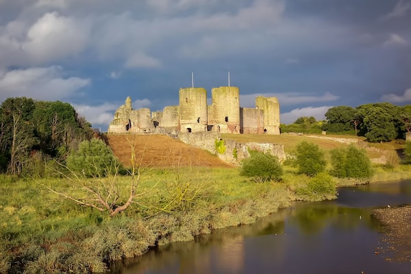 Stormy clouds over rhuddlan castle