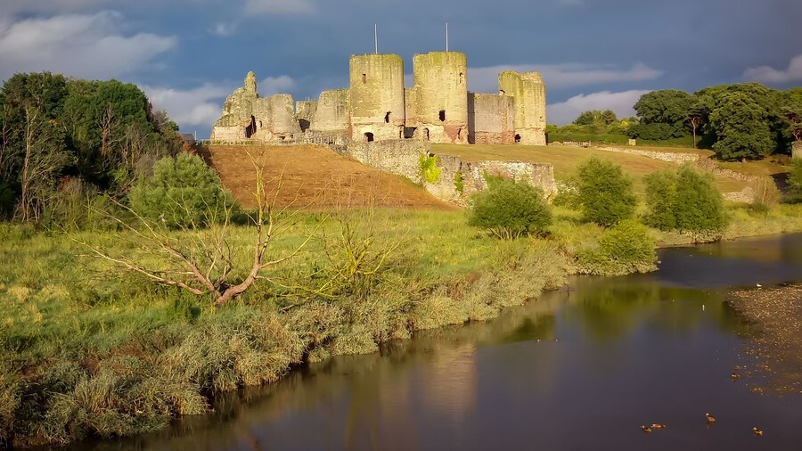 Stormy clouds over rhuddlan castle
