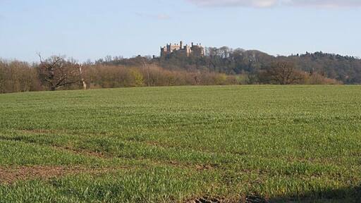 Farmland near Belvoir Castle A fine view of Belvoir Castle (see SK8133 and SK8233) from 153200. For the un-initiated: Belvoir is pronounced "Beaver"