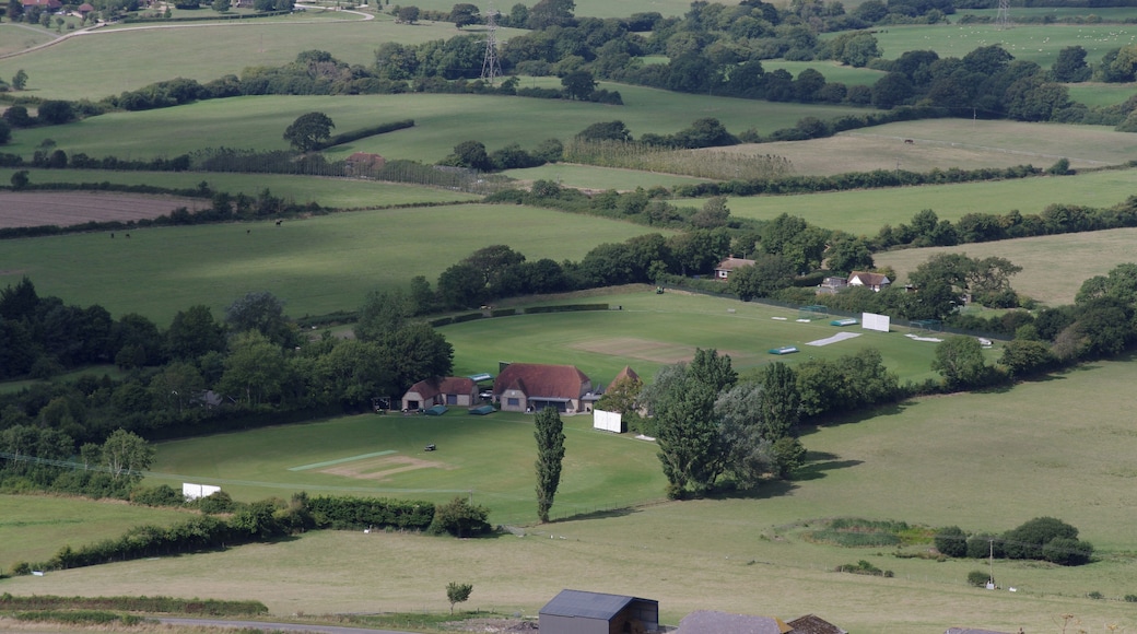 Fulking cricket pitch, seen from Devil's Dyke in Sussex.