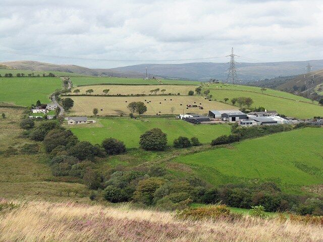 Heol Ddu farm near Rhyd-y-fro As seen from the north edge of Mynydd Gellionen