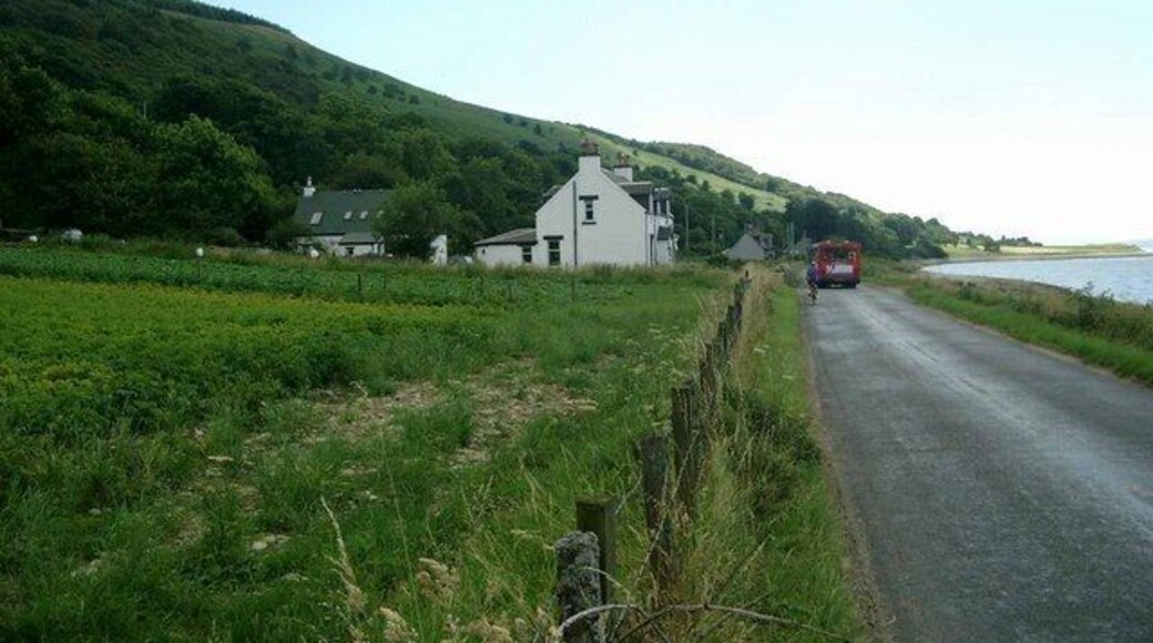 Seafield. The bus is just passing - bus times are to match the ferry, so this will have left Brodick after the arrival of the early afternoon ferry.
