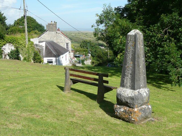 Obelisk on the green, Pendine This is the middle part of Pendine, between the village at the top and the seaside resort at the bottom. From memory, the obelisk commemorates the Coronation of Edward VII.