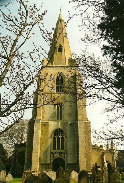 West tower and spire of St Mary's parish church, Over, Cambridgeshire