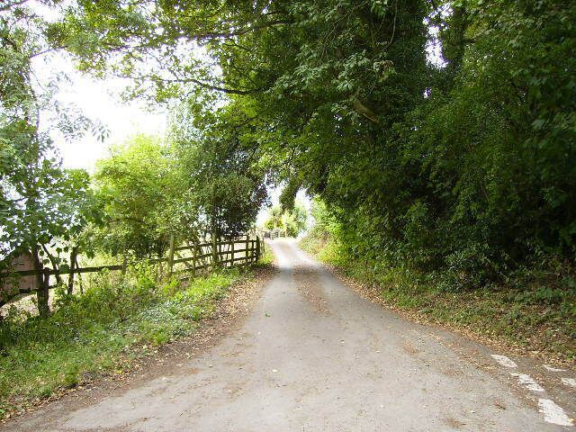 Road and track junction on the Mortimer Trail.
