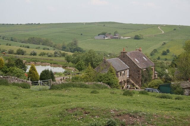 Mixon Looking across the valley of the River Hamps to Cave Farm