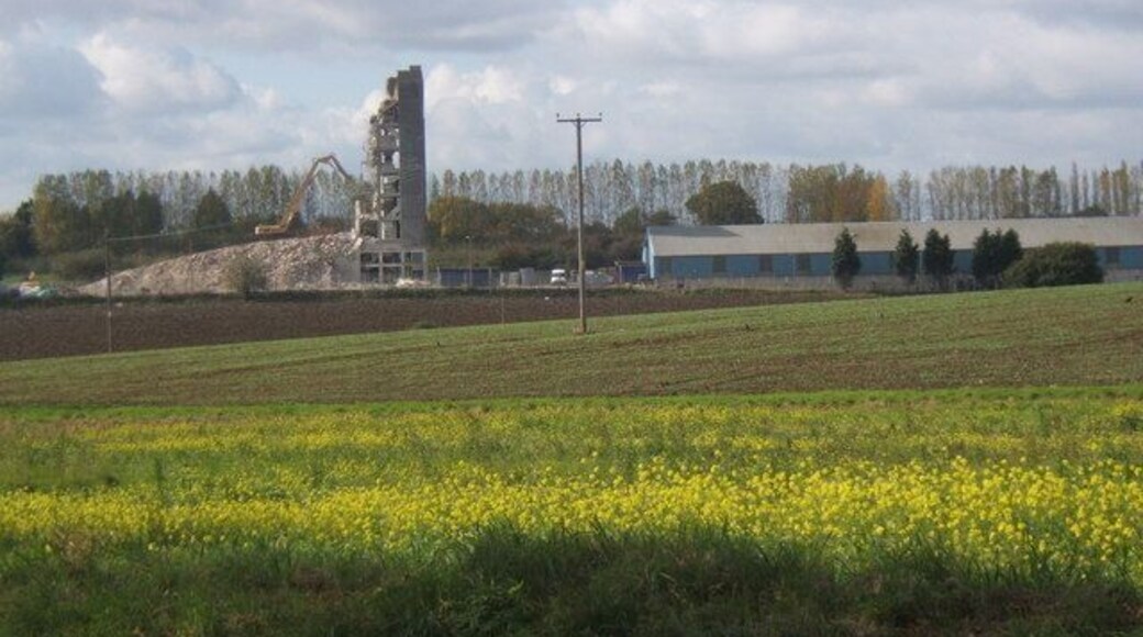 Yellow fields in October looking towards Haughley Silo The Silo is a fast disappearing landmark.