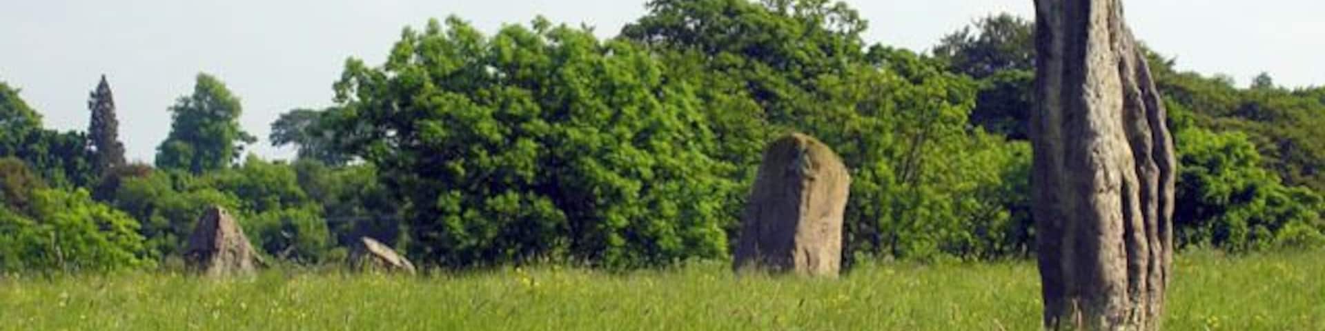 Tuilyies Standing Stones near Torryburn These four stones are said to be the remains of a circle. The name 'Tuilyies' is a corruption of the Scots word 'tulzie' which signifies a fight, and the stones are said to mark the graves of chiefs who fell in an alleged battle here. More information in this article http://www.rcahms.gov.uk/pls/portal/newcanmore.details_gis?inumlink=49451