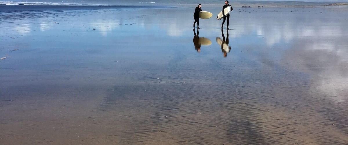 Beautiful reflections in the sand. Northam
burrows is a huge sandy beach perfect for learning to surf