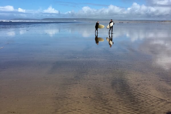 Beautiful reflections in the sand. Northam
burrows is a huge sandy beach perfect for learning to surf