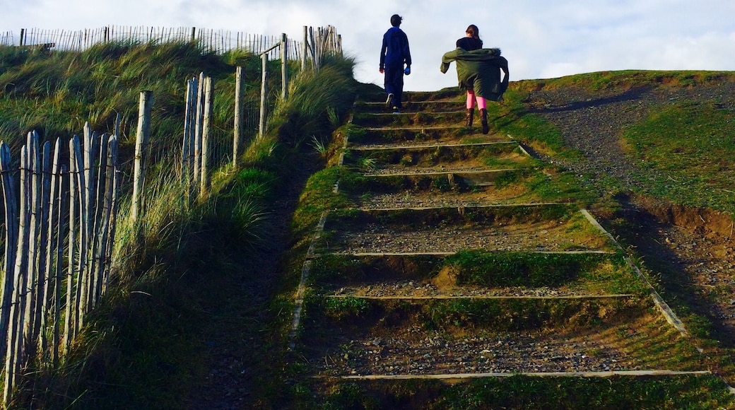 Perfect evening stroll to the beach. Head to the little museum on Northam Burrows and the steps are to the left.