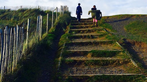 Perfect evening stroll to the beach. Head to the little museum on Northam Burrows and the steps are to the left.