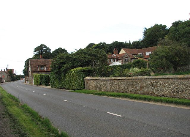 The B1355 (Church Street) through North Creake The view is northerly along Church Street, the main thoroughfare through the village of North Creake.