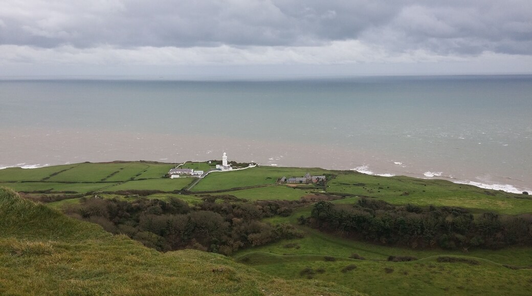 This is St Catherine's Lighthouse looked from a rather nice walk from the viewpoint at Blackgang to Niton.I suggest you make this one on a nicer day than myself as November isn't the most pleasant month around!