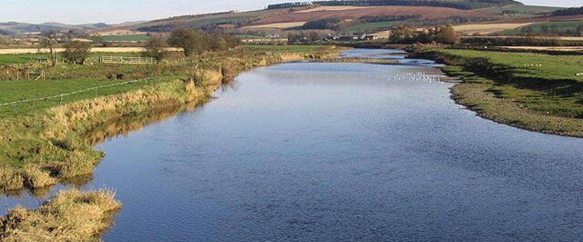 The River Teviot at Nisbet Viewed from a road bridge to the southeast of the village of Nisbet on a fine November afternoon.