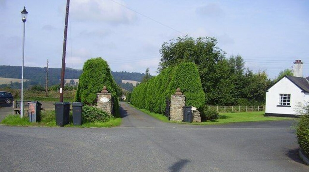 Entrance to house at Mounthooly. There is also a golf driving range here on the side of the Kelso road.