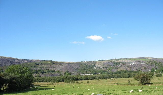 Site of the Lower Nantlle Lake. This lake was progressively drained during the 19th century because of the threat it posed to the slate quarries.
